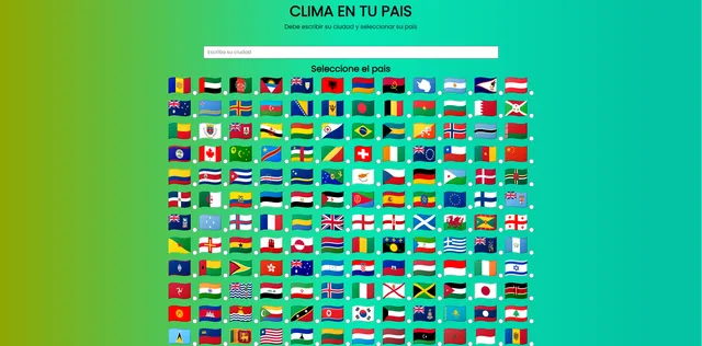 Captura del proyecto Clima en tu país
